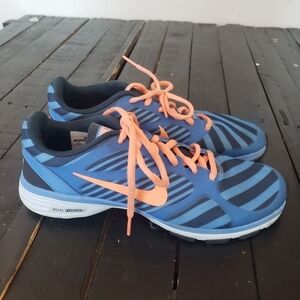 Nike Training Dual Fusion TR Women's 6.5 Shoes Sneakers Blue Neon Coral